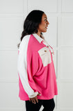 Old Colorblock V-Neck Henley in Pink