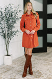 Clever in Corduroy Shirt Dress