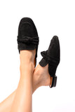 Choe Mules in Black Faux Suede