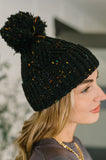 Cover Your Ears Pom Pom Beanie in Black
