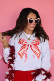 Love Gingham Pearl Bow Sweatshirt