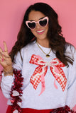 Love Gingham Pearl Bow Sweatshirt