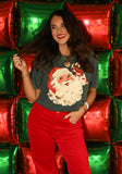 Vintage Candy Cane Santa Tee/Long Sleeve