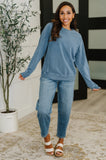 Daily Ease Mineral Wash Pullover in Dusty Blue