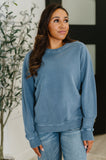 Daily Ease Mineral Wash Pullover in Dusty Blue