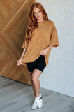 Riley Mineral Wash Drop Shoulder Tee in Deep Camel