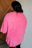 Riley Mineral Wash Drop Shoulder Tee in Fuchsia