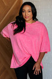 Riley Mineral Wash Drop Shoulder Tee in Fuchsia