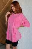 Riley Mineral Wash Drop Shoulder Tee in Fuchsia