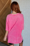 Riley Mineral Wash Drop Shoulder Tee in Fuchsia