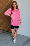 Riley Mineral Wash Drop Shoulder Tee in Fuchsia