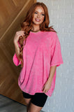 Riley Mineral Wash Drop Shoulder Tee in Fuchsia