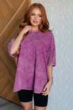 Riley Mineral Wash Drop Shoulder Tee in Light Plum