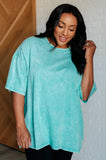 Riley Mineral Wash Drop Shoulder Tee in Turquoise