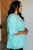 Riley Mineral Wash Drop Shoulder Tee in Turquoise