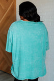 Riley Mineral Wash Drop Shoulder Tee in Turquoise