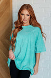 Riley Mineral Wash Drop Shoulder Tee in Turquoise