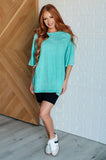 Riley Mineral Wash Drop Shoulder Tee in Turquoise