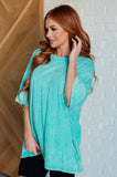 Riley Mineral Wash Drop Shoulder Tee in Turquoise