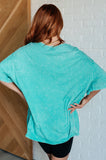 Riley Mineral Wash Drop Shoulder Tee in Turquoise