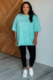 Riley Mineral Wash Drop Shoulder Tee in Turquoise