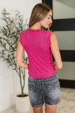 Doodle Me In Lettuce Round Neck Top in Hot Pink
