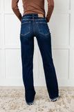 JACQUELINE MID RISE FRAYED HEM STRAIGHT LEG JEANS