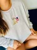 Patriotic Dog Embroidered Sweatshirt