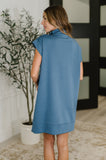 Lockhart High Neck Dress in Dusty Blue