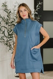 Lockhart High Neck Dress in Dusty Blue