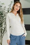 Effortless Edge Knit Henley Top in Natural
