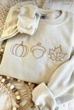 Pumpkin Acorn Leaf Embroidered Sweatshirt