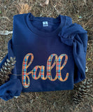 Fall Plaid Embroidered Applique Sweatshirt