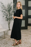 Kendra Short Sleeve Midi Dress in Black