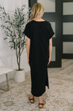 Kendra Short Sleeve Midi Dress in Black