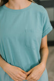 Kendra Short Sleeve Midi Dress in Dusty Teal