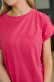Kendra Short Sleeve Midi Dress in Hot Pink