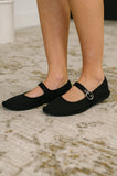 Frida Buckle Flats in Black