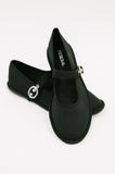 Frida Buckle Flats in Black