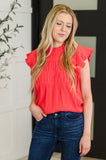 Float This Way Flutter Sleeve Blouse in Coral