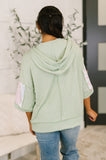 Cable Ribbed Knit Hooded Top