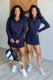 Nia Hoodie Romper in Navy