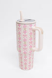 Girly Girl Bow and Floral Tumbler
