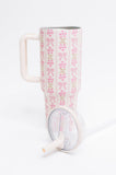 Girly Girl Bow and Floral Tumbler