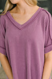 Growing Restless V-Neck Tee in Light Plum