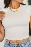 Halfway to Heaven Cropped Top in Sand Beige