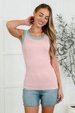 Handled It Contrast Trim Tank in Pink