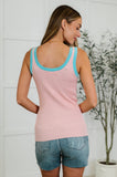 Handled It Contrast Trim Tank in Pink