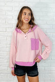 Dylan Color Block Hoodie in Pink