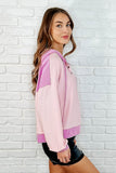 Dylan Color Block Hoodie in Pink